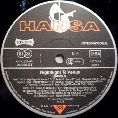 Boney M. - Nightflight To Venus (1978) [1LP]