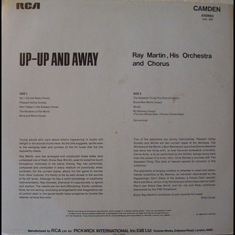 Ray Martin And His Orchestra - Up Up And Away (1969) [1LP]