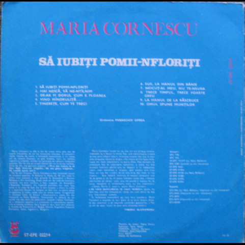 Maria Cornescu - Să Iubiți Pomii-nfloriți (1983) [1LP]