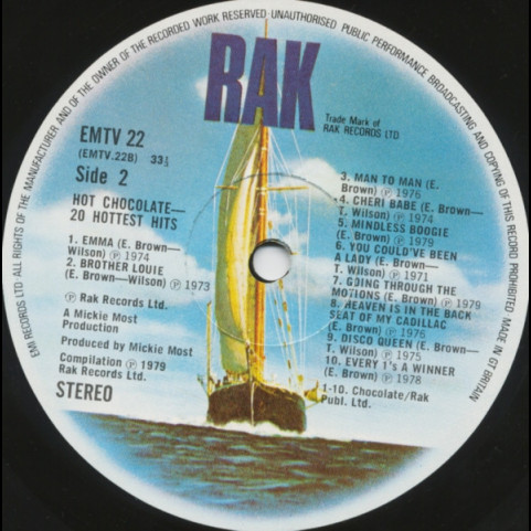 Hot Chocolate - 20 Hottest Hits (1979) [1LP]