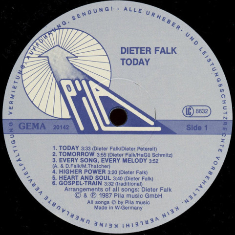 Dieter Falk - Today (1987) [1LP]