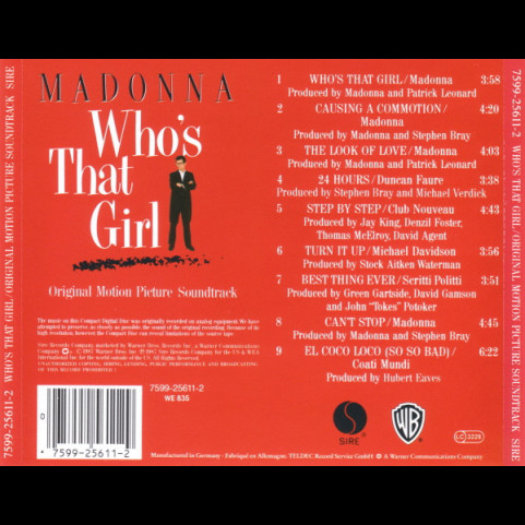 Madonna - Who's That Girl (Original Motion Picture Soundtrack) [1CD]