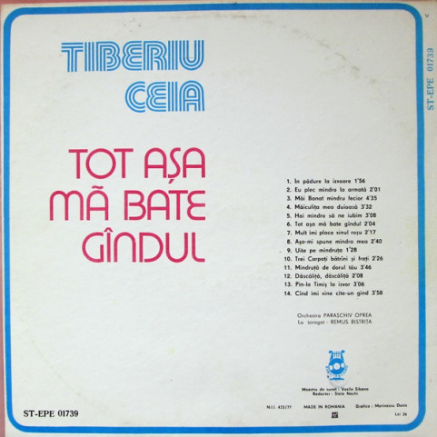 Tiberiu Ceia - Tot Așa Mă Bate Gîndul  (1980) [1LP]