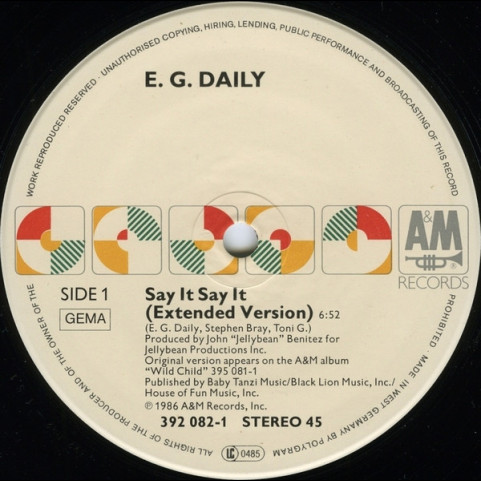E.G. Daily - Say It, Say It (Extended Version) (1986) [12"]