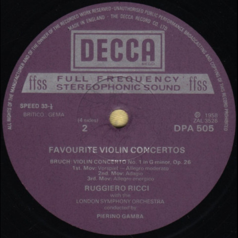 Felix Mendelssohn-Bartholdy / Max Bruch / Pyotr Ilyich Tchaikovsky / Jean Sibelius, Ruggiero Ricci - Favourite Violin Concertos (1974) [2LP]
