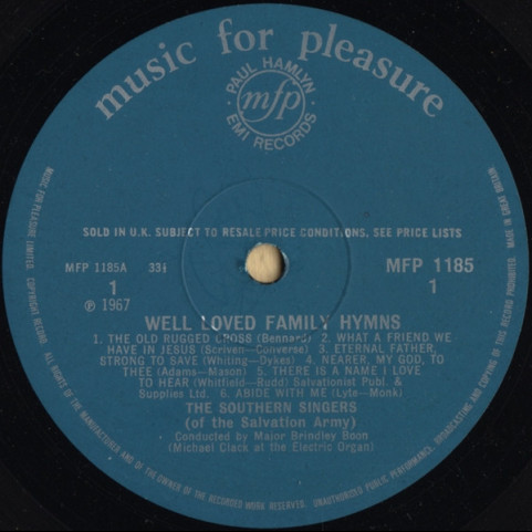 Southern Singers, The Conducted By Brindley Boon - Well Loved Family Hymns (1967) [1LP]
