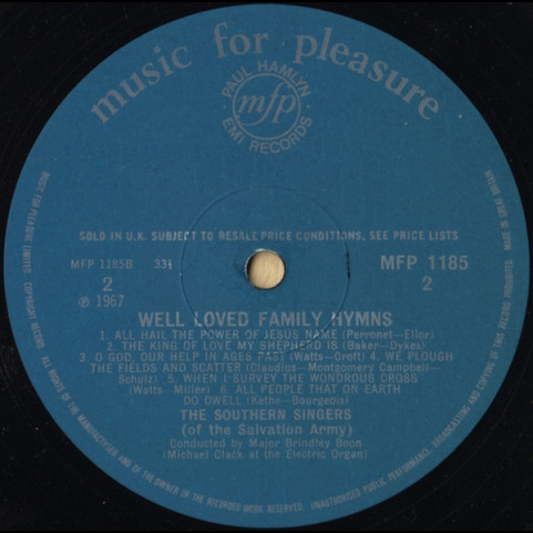 Southern Singers, The Conducted By Brindley Boon - Well Loved Family Hymns (1967) [1LP]