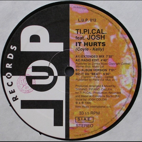 Ti.Pi.Cal. Featuring Josh Colow - It Hurts (1995) [12"]