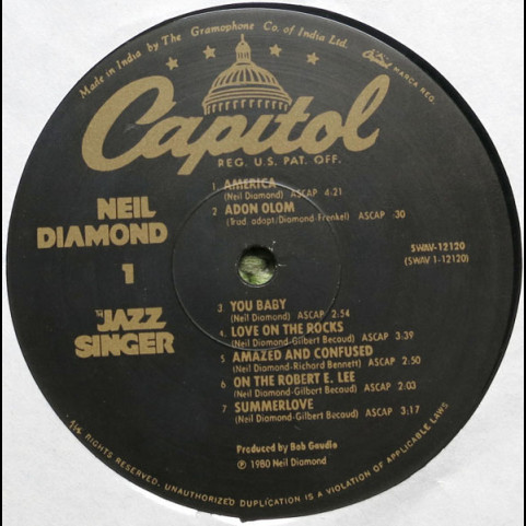 Neil Diamond - The Jazz Singer (Original Songs From The Motion Picture) (1980) [1LP]