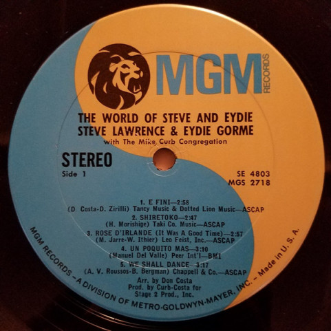 Steve & Eydie With Mike Curb Congregation - The World Of Steve & Eydie (1972) [1LP]