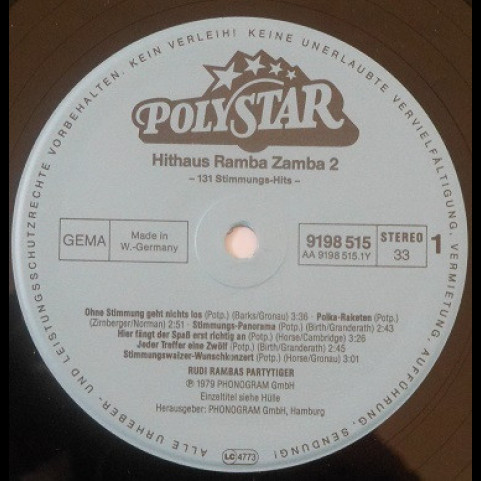 Rudi Ramba Und Seine Party Tiger - Ramba Zamba 2  (1979) [2LP]