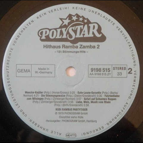 Rudi Ramba Und Seine Party Tiger - Ramba Zamba 2  (1979) [2LP]