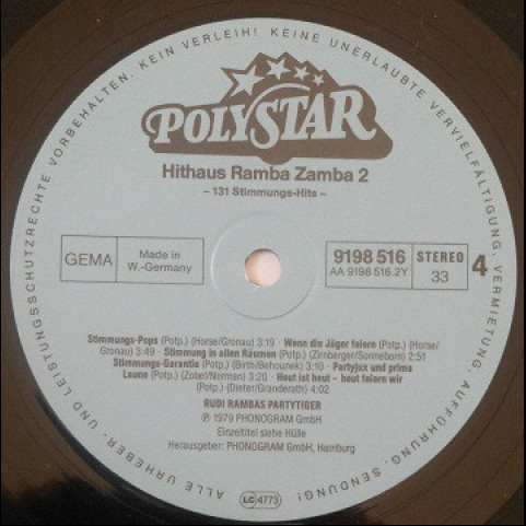 Rudi Ramba Und Seine Party Tiger - Ramba Zamba 2  (1979) [2LP]