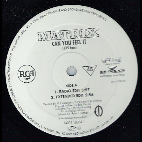Matrix (2) - Can You Feel It (1993) [12"]