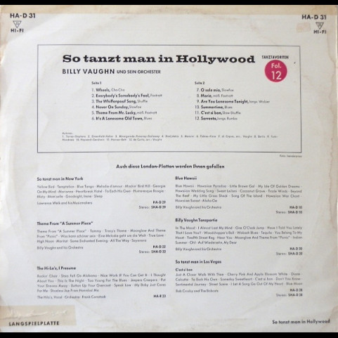 Billy Vaughn And His Orchestra - So Tanzt Man In Hollywood [1LP]