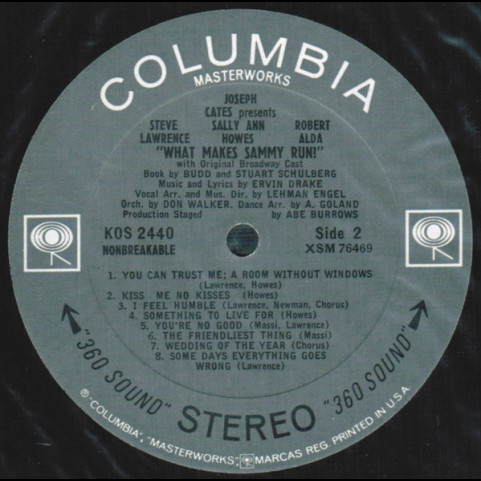 Ervin Drake / Featuring Steve Lawrence (2), Sally Ann Howes, Robert Alda With Bernice Massi Presented By Joseph Cates - What Makes Sammy Run? (1964) [1LP]