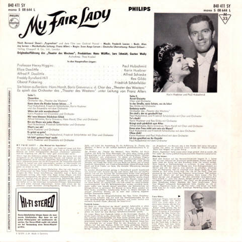 Karin Hübner, Paul Hubschmid, Alfred Schieske, Friedrich Schoenfelder, Rex Gildo - My Fair Lady (1964) [1LP]