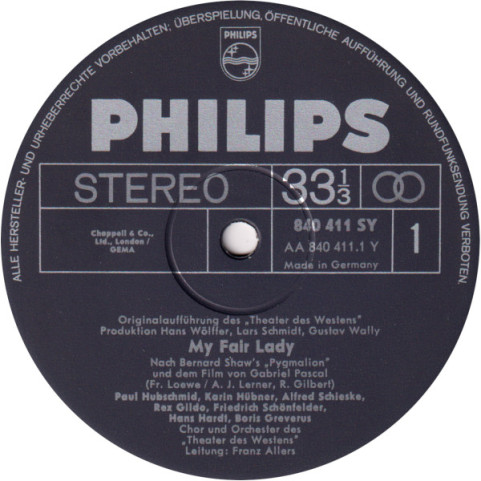 Karin Hübner, Paul Hubschmid, Alfred Schieske, Friedrich Schoenfelder, Rex Gildo - My Fair Lady (1964) [1LP]