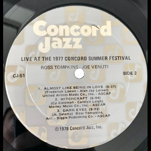 Ross Tompkins, Joe Venuti, Ray Brown, Scott Hamilton, Jake Hanna - Live At Concord '77 (1978) [1LP]