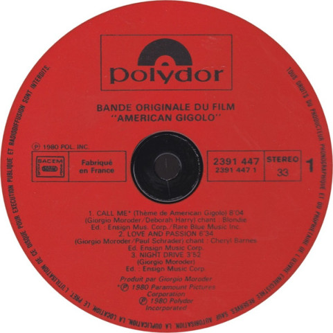 Giorgio Moroder - American Gigolo (Bande Originale Du Film) (1980) [1LP]