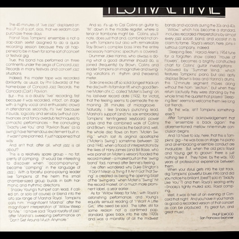 Ross Tompkins, Concord All Stars, The - Festival Time (1980) [1LP]