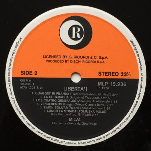 Milva - Libertà (1976) [1LP]