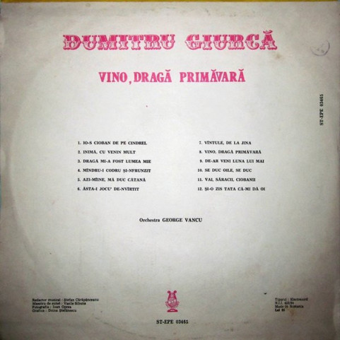 Dumitru Giurcă - Vino, Dragă Primăvară (1988) [1LP]