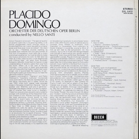 Placido Domingo - Arias From Italian Opera (1970) [1LP]