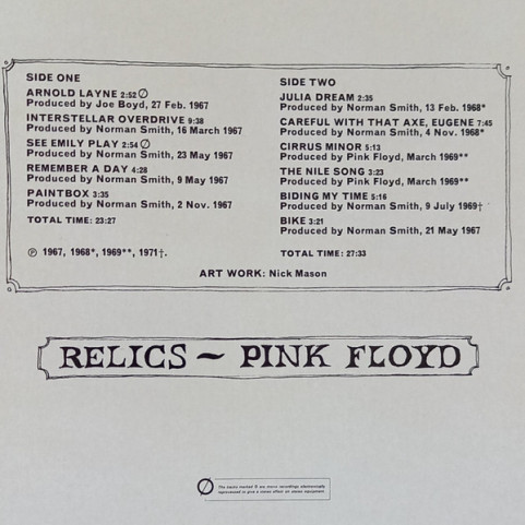 Pink Floyd - Relics (1972) [1LP]