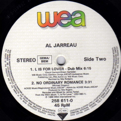 Al Jarreau - L Is For Lover (1986) [12"]