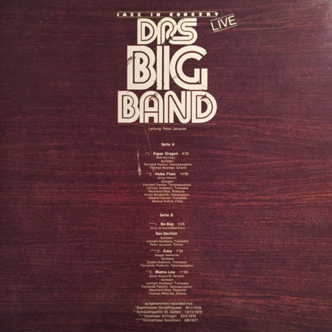 DRS Big Band - Jazz In Concert - Live! (1979) [1LP]