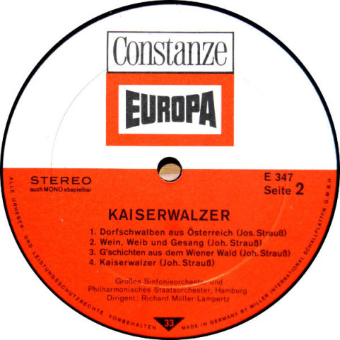 Richard Müller-Lampertz Dirigiert Das Philharmonisches Staatsorchester Hamburg - Kaiserwalzer [1LP]