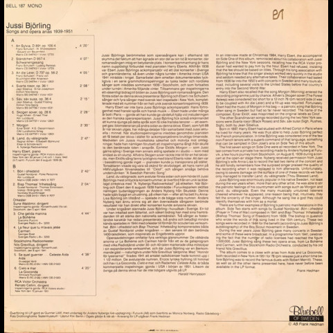 Jussi Björling - Songs And Opera Arias 1939-1951 (1985) [1LP]