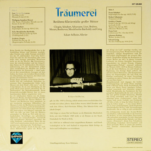 Eckart Sellheim - Träumerei. Berühmte Klavierstücke Großer Meister [1LP]