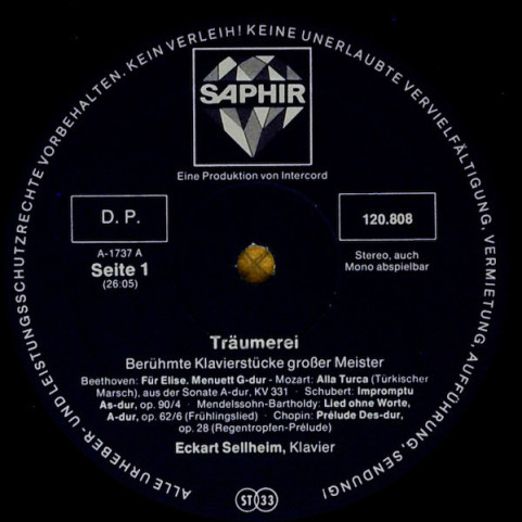 Eckart Sellheim - Träumerei. Berühmte Klavierstücke Großer Meister [1LP]