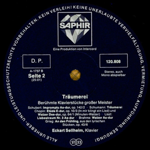 Eckart Sellheim - Träumerei. Berühmte Klavierstücke Großer Meister [1LP]