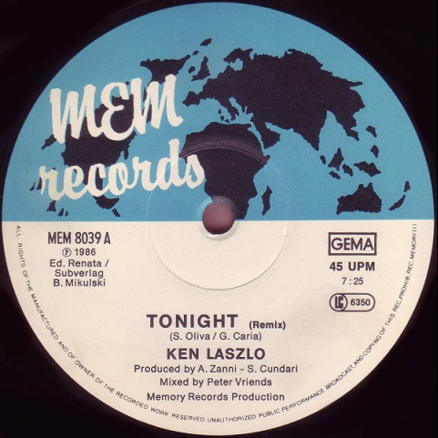 Ken Laszlo - Tonight (Remix) (1986) [12"]