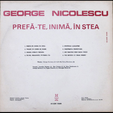 George Nicolescu - Prefă-te, Inimă, În Stea (1989) [1LP]