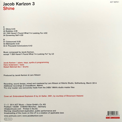 Jacob Karlzon Trio - Shine (2014) [1LP]