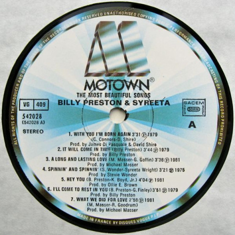 Billy Preston & Syreeta - The Most Beautiful Songs (1982) [1LP]