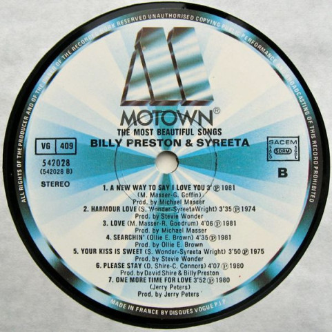 Billy Preston & Syreeta - The Most Beautiful Songs (1982) [1LP]