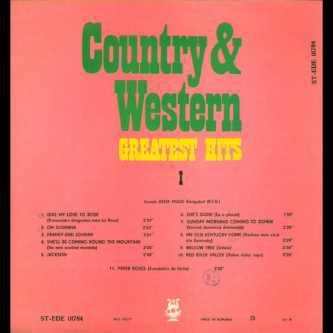Various - Country & Western Greatest Hits I (1981) [1LP]