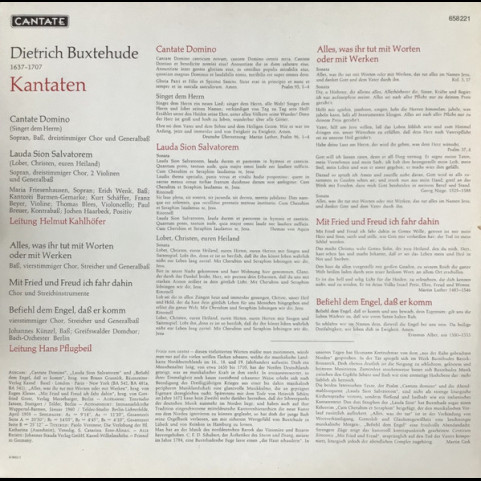 Dieterich Buxtehude - Kantorei Barmen-Gemarke, Helmut Kahlhöfer / Greifswalder Domchor, Bach-Orchester Berlin, Hans Pflugbeil - Kantaten [1LP]