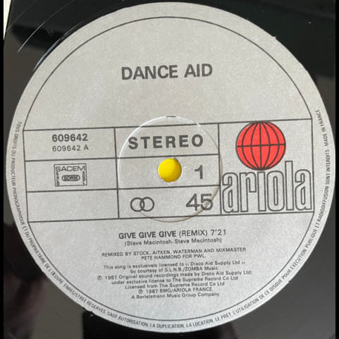 Dance Aid - Give Give Give (1987) [12"]