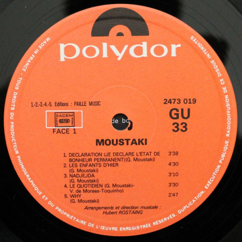 Georges Moustaki - Moustaki (Déclaration) (1973) [1LP]