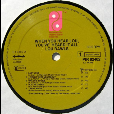 Lou Rawls - When You Hear Lou, You've Heard It All (1977) [1LP]