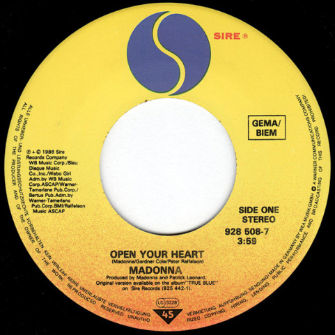 Madonna - Open Your Heart (1986) [7"]