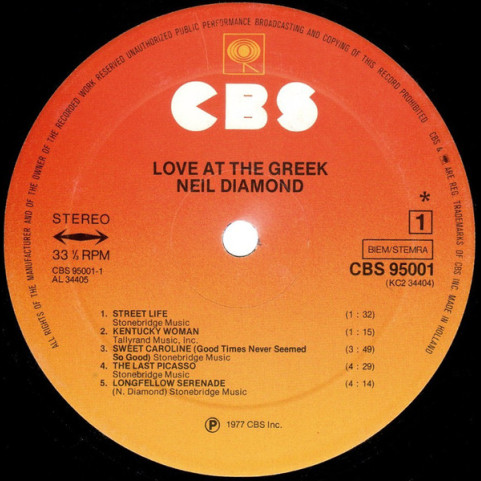 Neil Diamond - Love At The Greek - Recorded Live At The Greek Theatre (1977) [2LP]