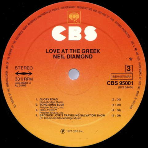 Neil Diamond - Love At The Greek - Recorded Live At The Greek Theatre (1977) [2LP]