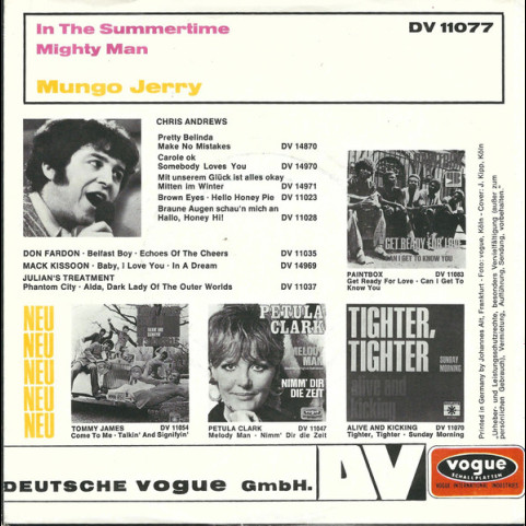 Mungo Jerry - In The Summertime (Originalaufnahme) (1970) [7"]